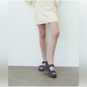 Zara Women's Hook and Loop Closure Chunky Platform Grandad‎ Sandals size 41 NWT